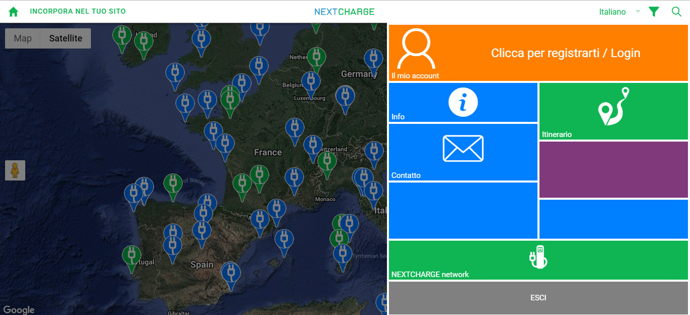 Nextcharge screenshot colonnine elettriche per viaggiare