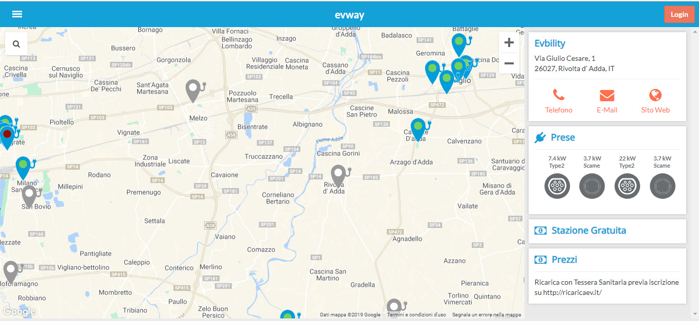 evway rivolta d'adda screenshot stazione ricarica gratuita