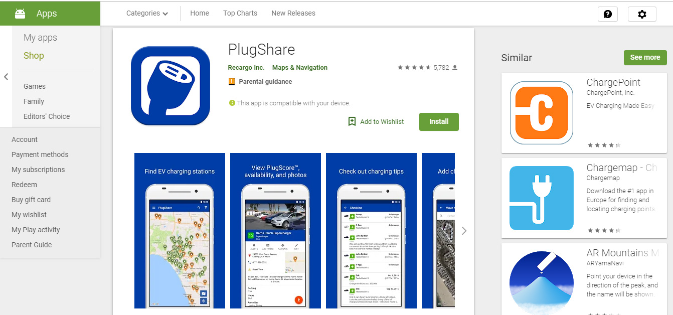 plugshare app screenshot colonnine elettriche per viaggiare